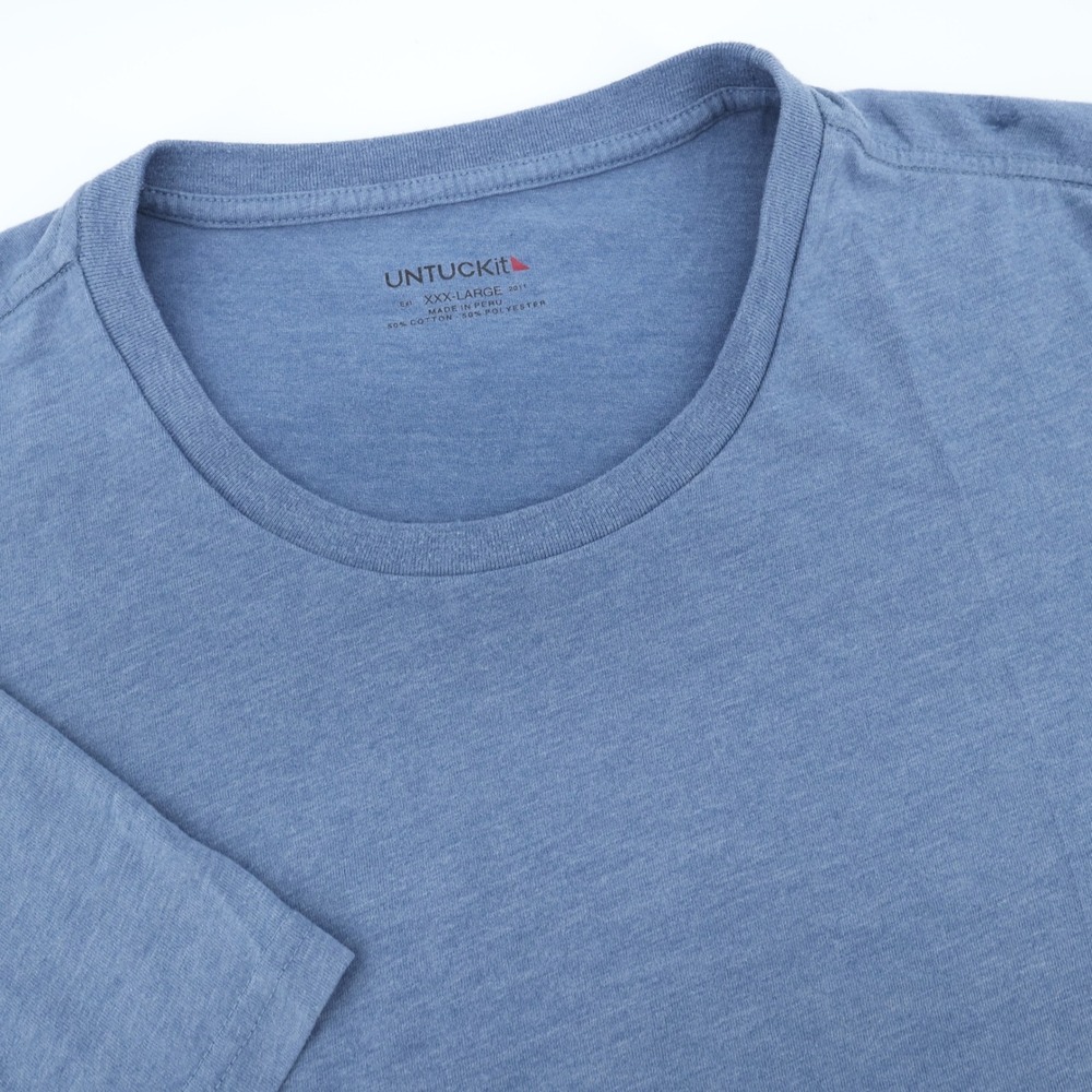 UNTUCKit Hetaher Blue Cotton Polyester Crew Neck Stretch T Shirt Casual Mens 3XL